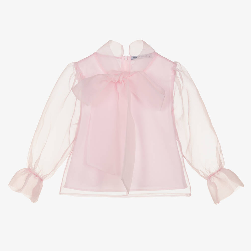 Mama Luma - Розовая блузка из органзы с бантом  | Childrensalon