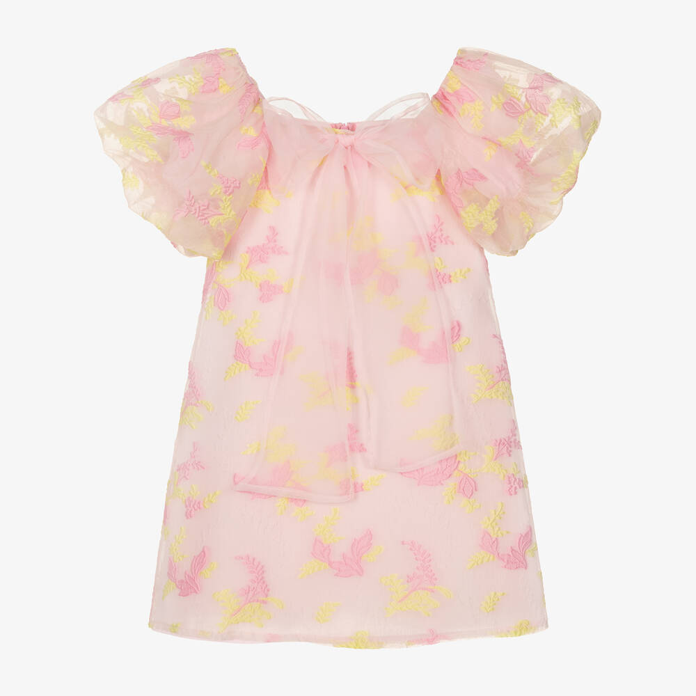 Mama Luma-Girls Pink Organza Floral Dress | Childrensalon Outlet