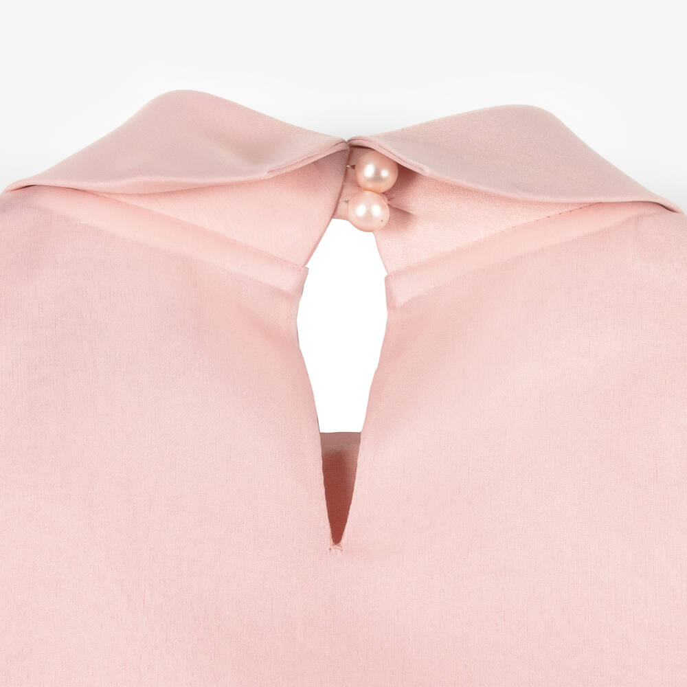Mama Luma-Girls Pink Organza Ruffle Sleeve Blouse | Childrensalon Outlet