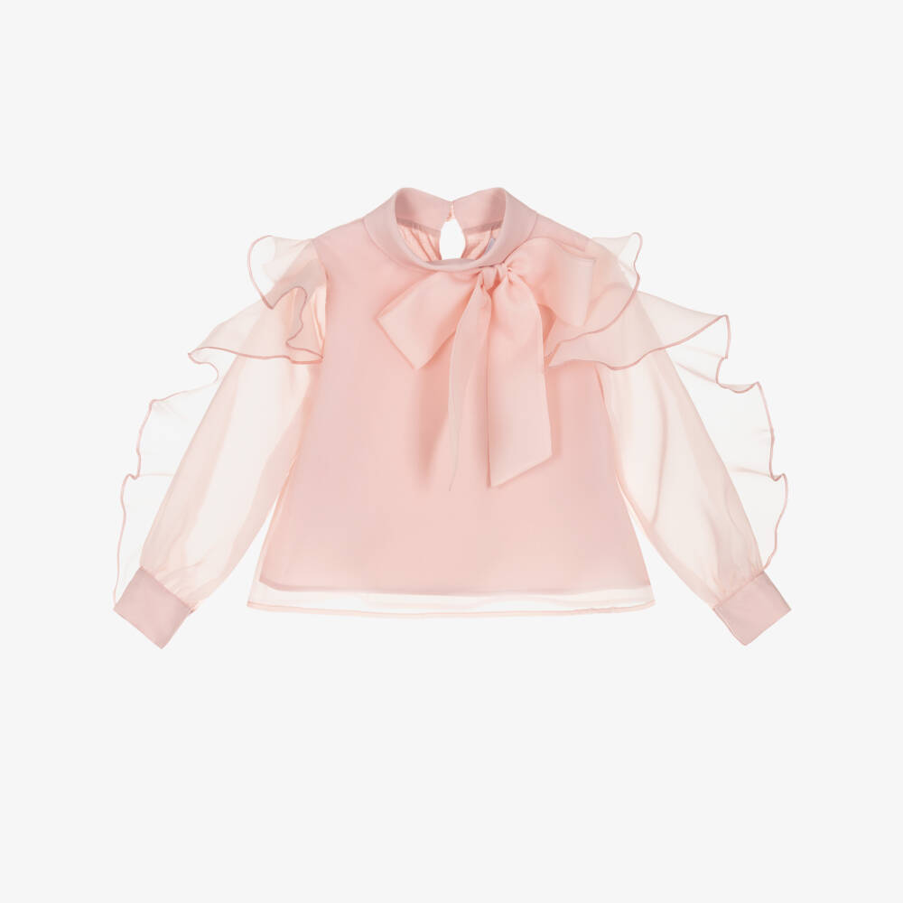 Mama Luma-Розовая блузка из органзы с рюшами для девочек | Childrensalon Outlet