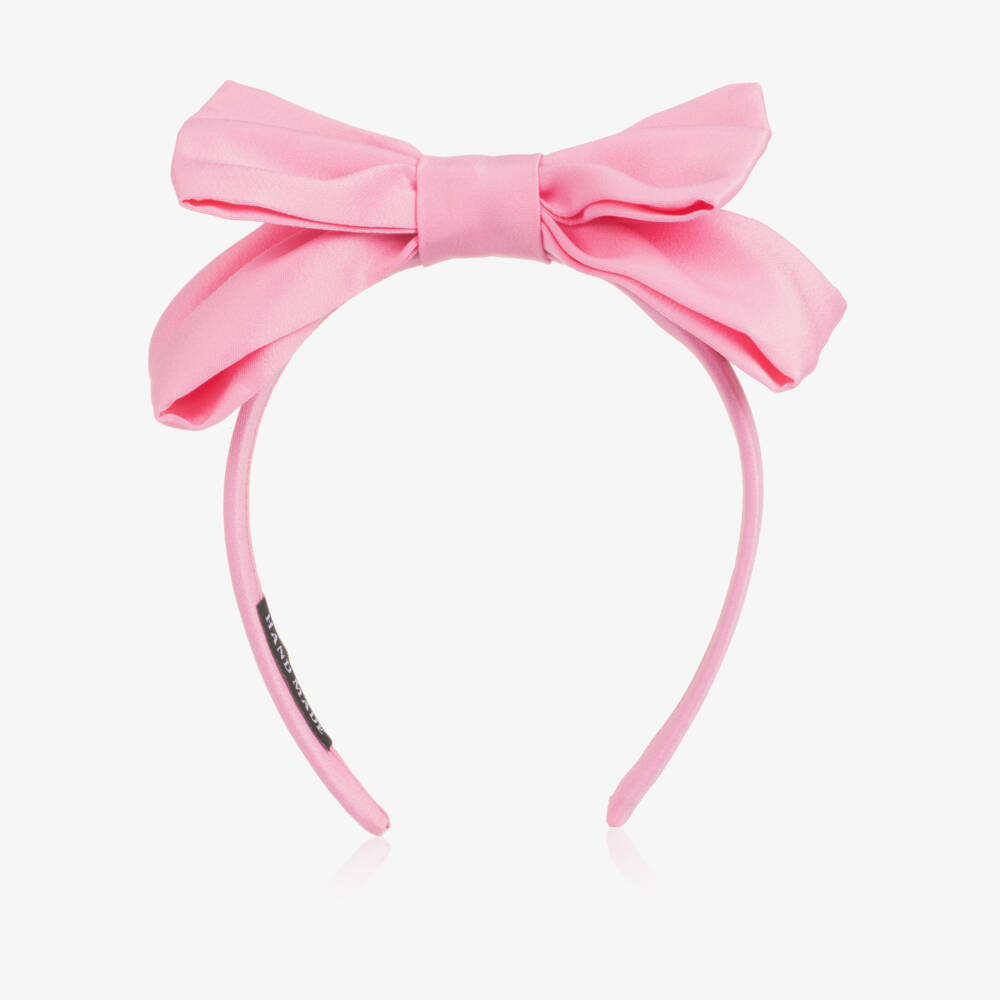 Mama Luma-Girls Pink Satin Bow Hairband | Childrensalon Outlet