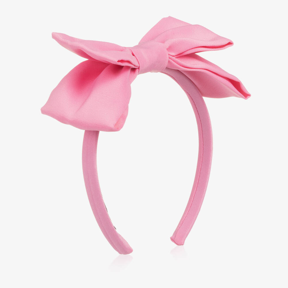 Mama Luma-Girls Pink Satin Bow Hairband | Childrensalon Outlet