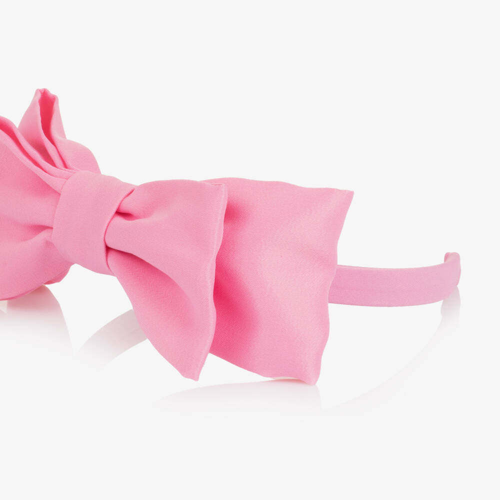 Mama Luma-Girls Pink Satin Bow Hairband | Childrensalon Outlet