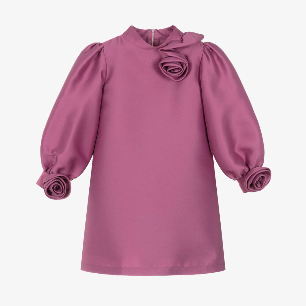 Mama Luma-Платье из розового атласа с цветочным узором для девочек | Childrensalon Outlet