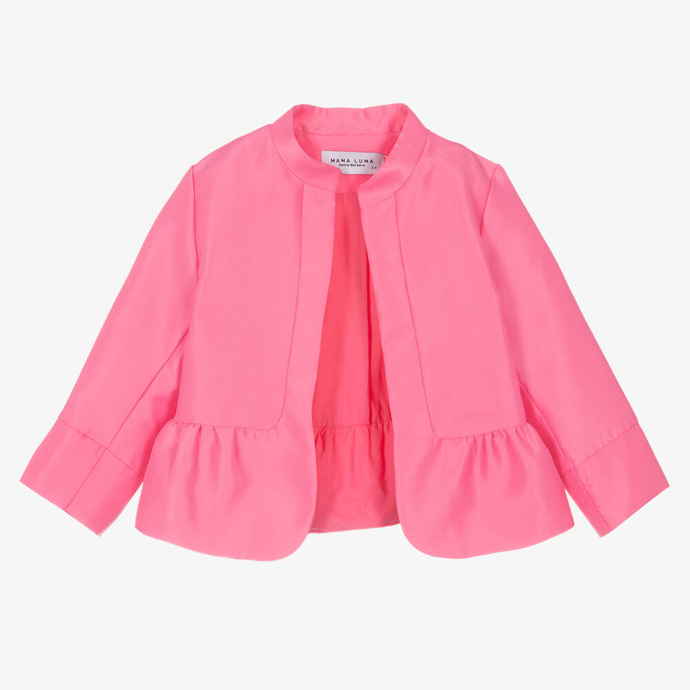 Mama Luma Girls Pink Satin Peplum Jacket