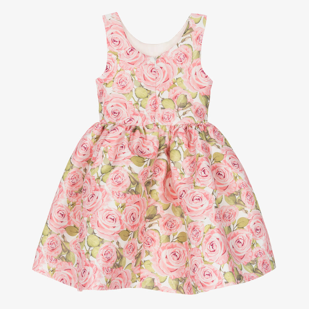 Mama Luma-Girls Pink Satin Rose Dress | Childrensalon Outlet