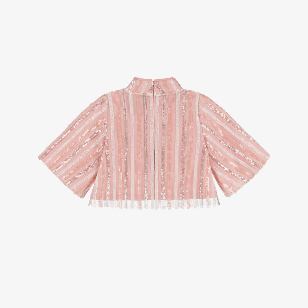 Mama Luma-Girls Pink Sequin Blouse with Bow | Childrensalon Outlet