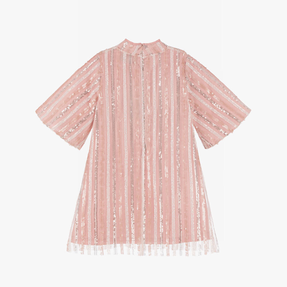 Mama Luma-Girls Pink Sequin Dress with Bow | Childrensalon Outlet