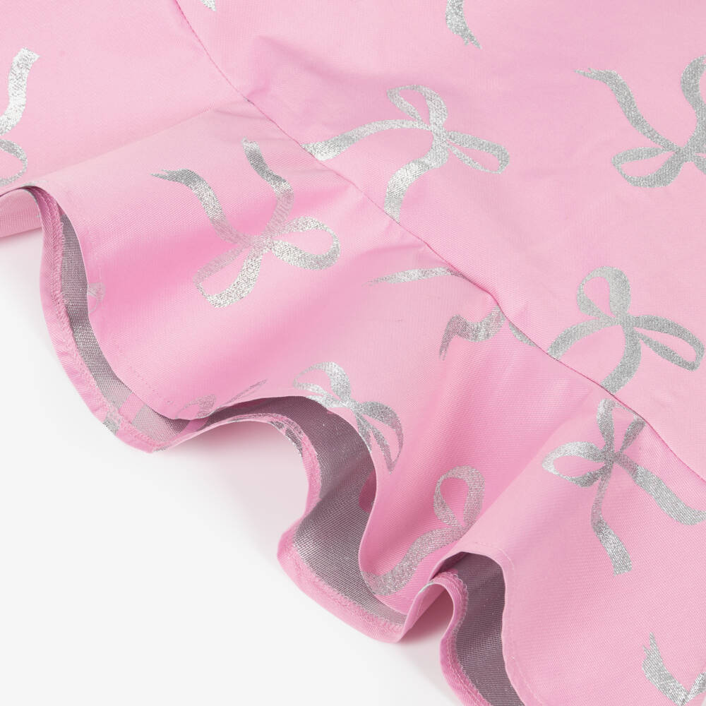 Mama Luma-Girls Pink & Silver Bow Occasion Dress with Detachable Brooch | Childrensalon Outlet