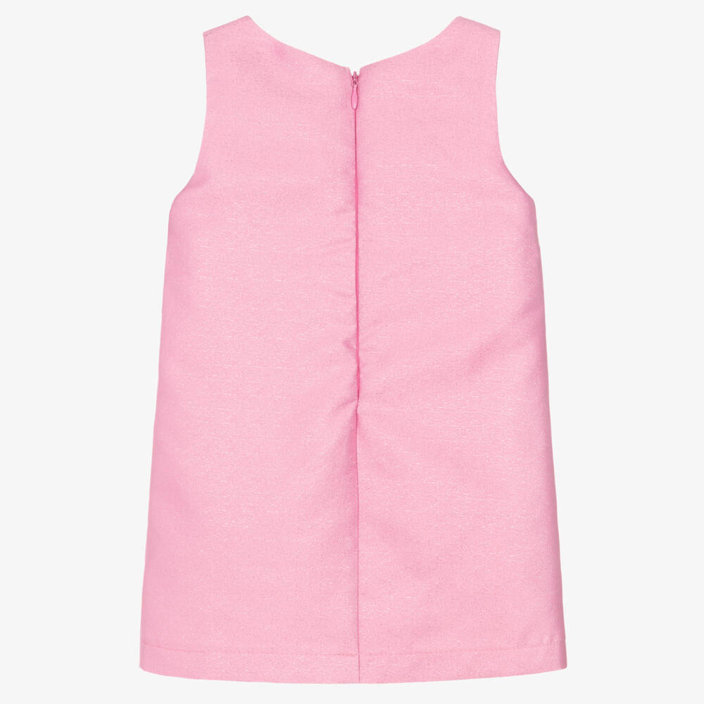 Mama Luma-Girls Pink Sleeveless Dress with Silver Bow | Childrensalon Outlet