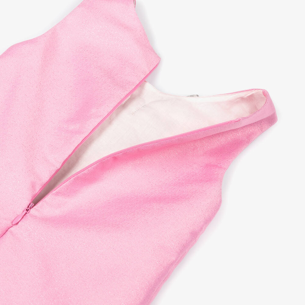 Mama Luma-Girls Pink Sleeveless Dress with Silver Bow | Childrensalon Outlet