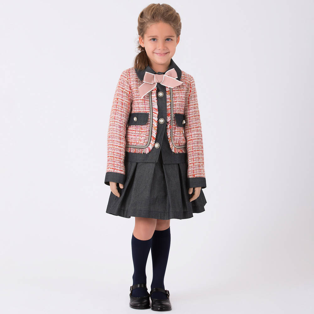 Mama Luma - Girls Pink Tweed Blazer | Childrensalon Outlet