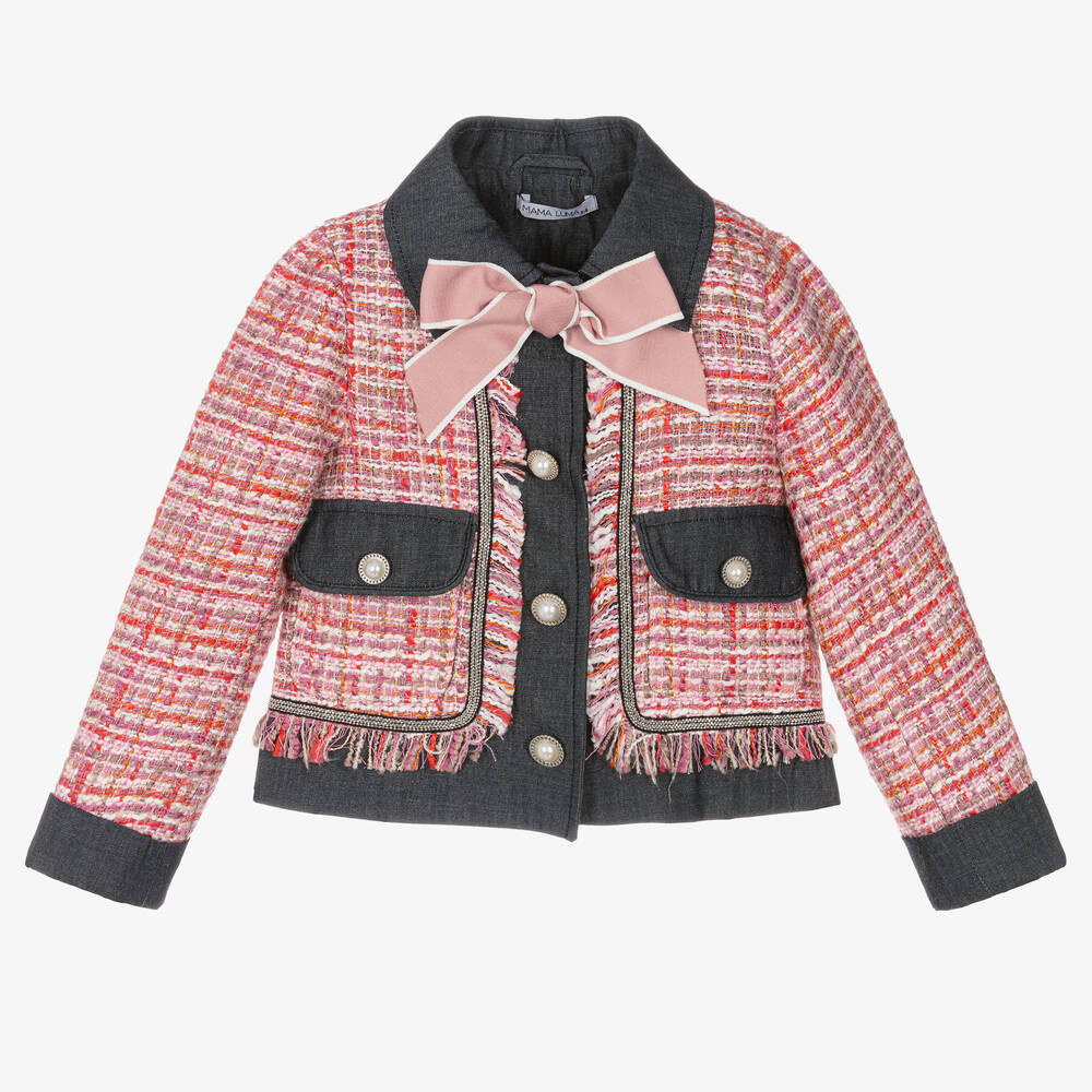 Mama Luma - Blazer rose en tweed fille | Childrensalon