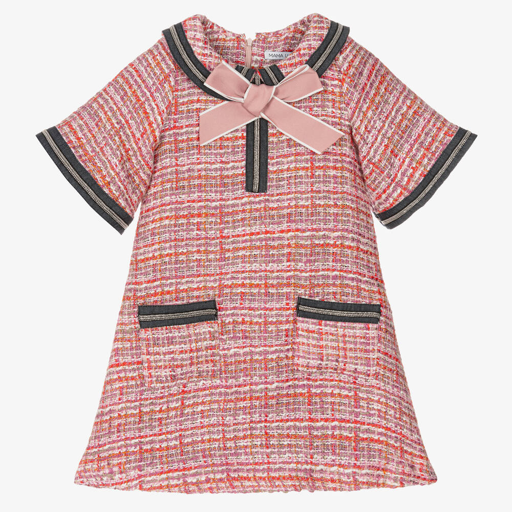 Mama Luma - Girls Pink Tweed Dress | Childrensalon