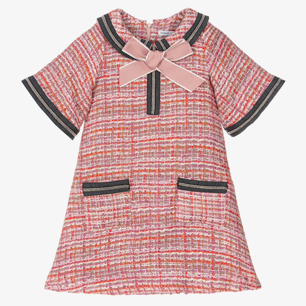 Mama Luma - Robe rose en tweed fille | Childrensalon