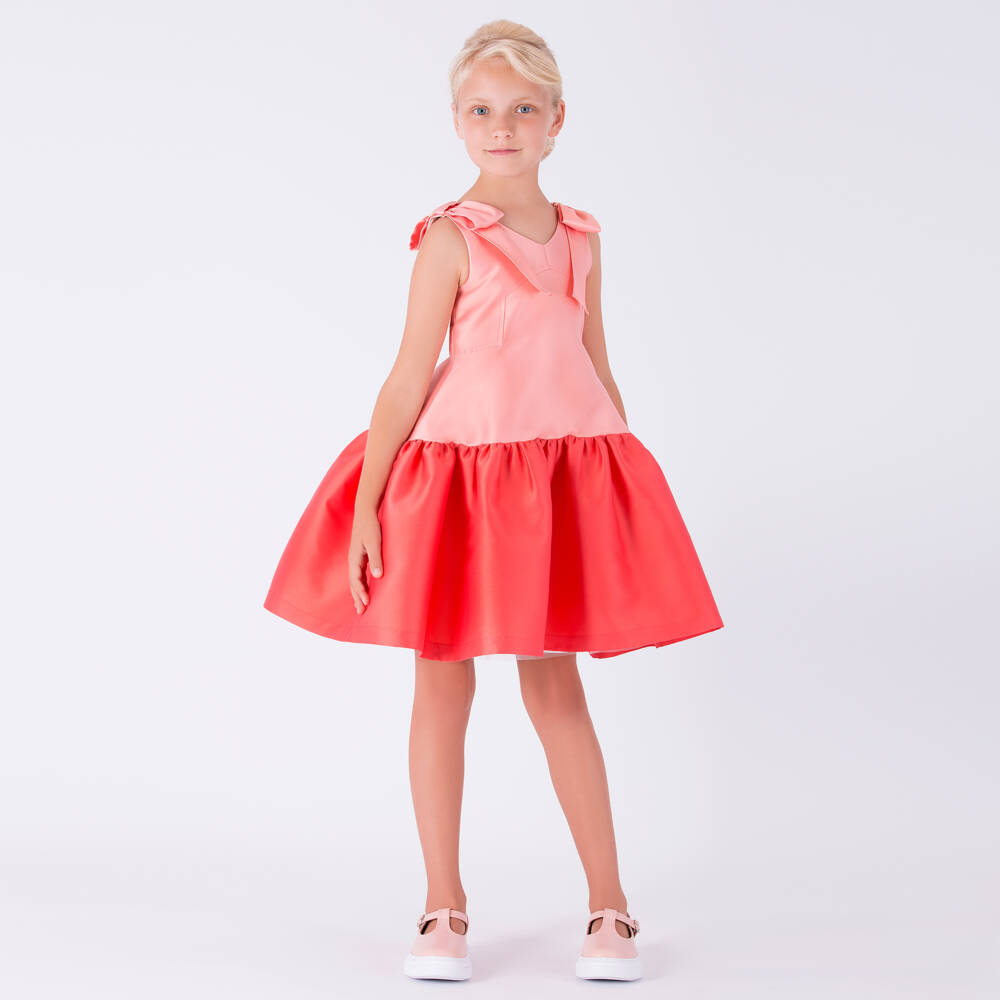 Mama Luma-Girls Radiant Coral Satin Gown | Childrensalon Outlet