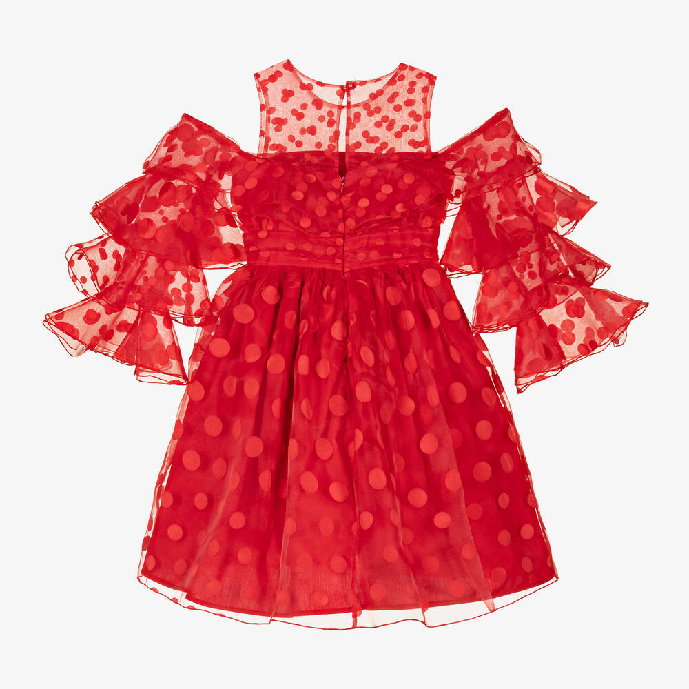 Mama Luma-Girls Red Chiffon Polka Dot Dress | Childrensalon Outlet