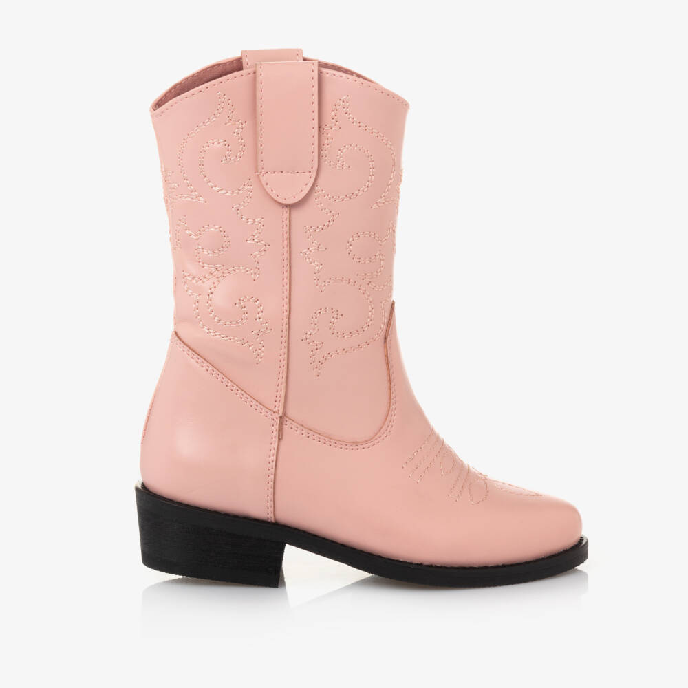 Mama Luma-Girls Rodeo Pink Leatherette Boots | Childrensalon Outlet