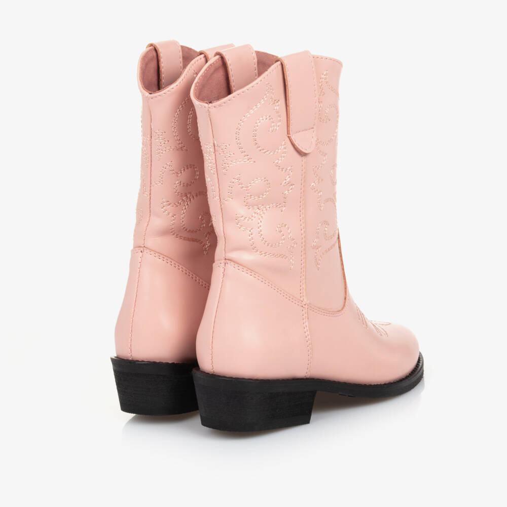 Mama Luma-Girls Rodeo Pink Leatherette Boots | Childrensalon Outlet