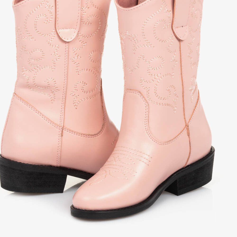Mama Luma-Girls Rodeo Pink Leatherette Boots | Childrensalon Outlet