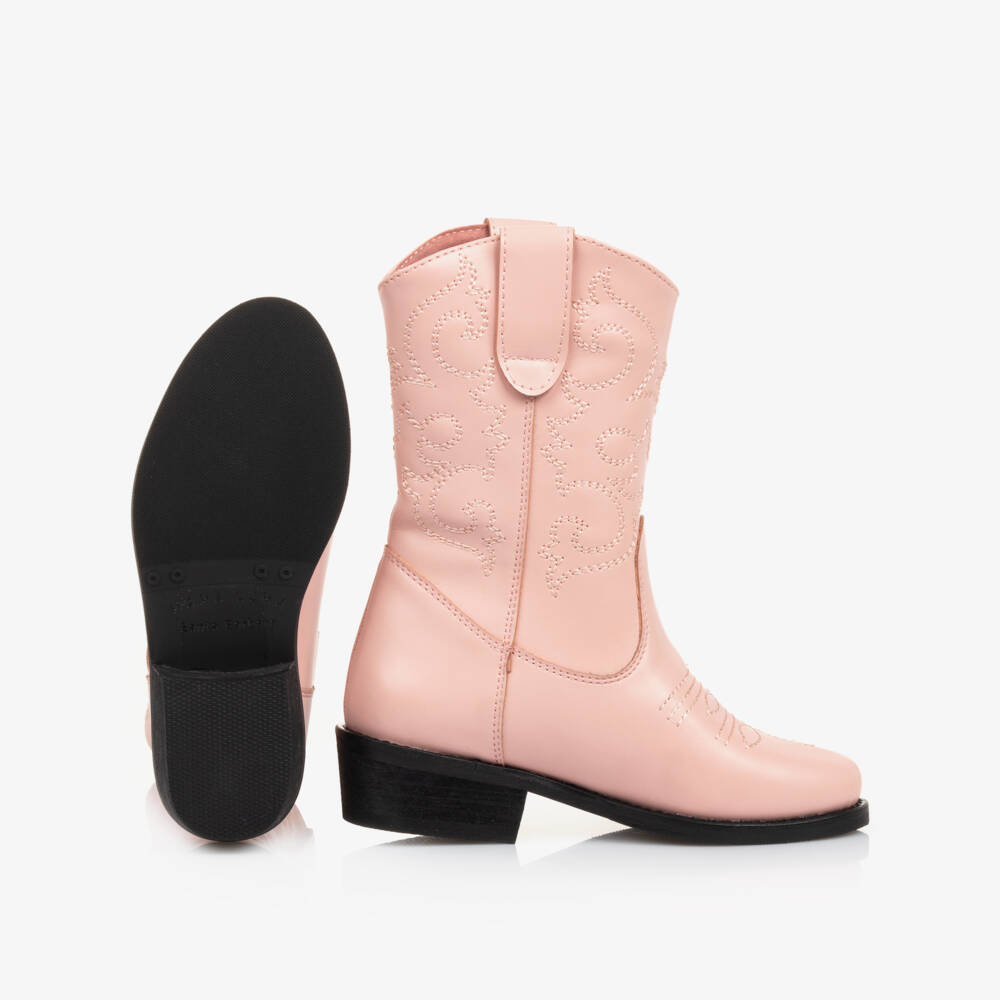 Mama Luma-Girls Rodeo Pink Leatherette Boots | Childrensalon Outlet