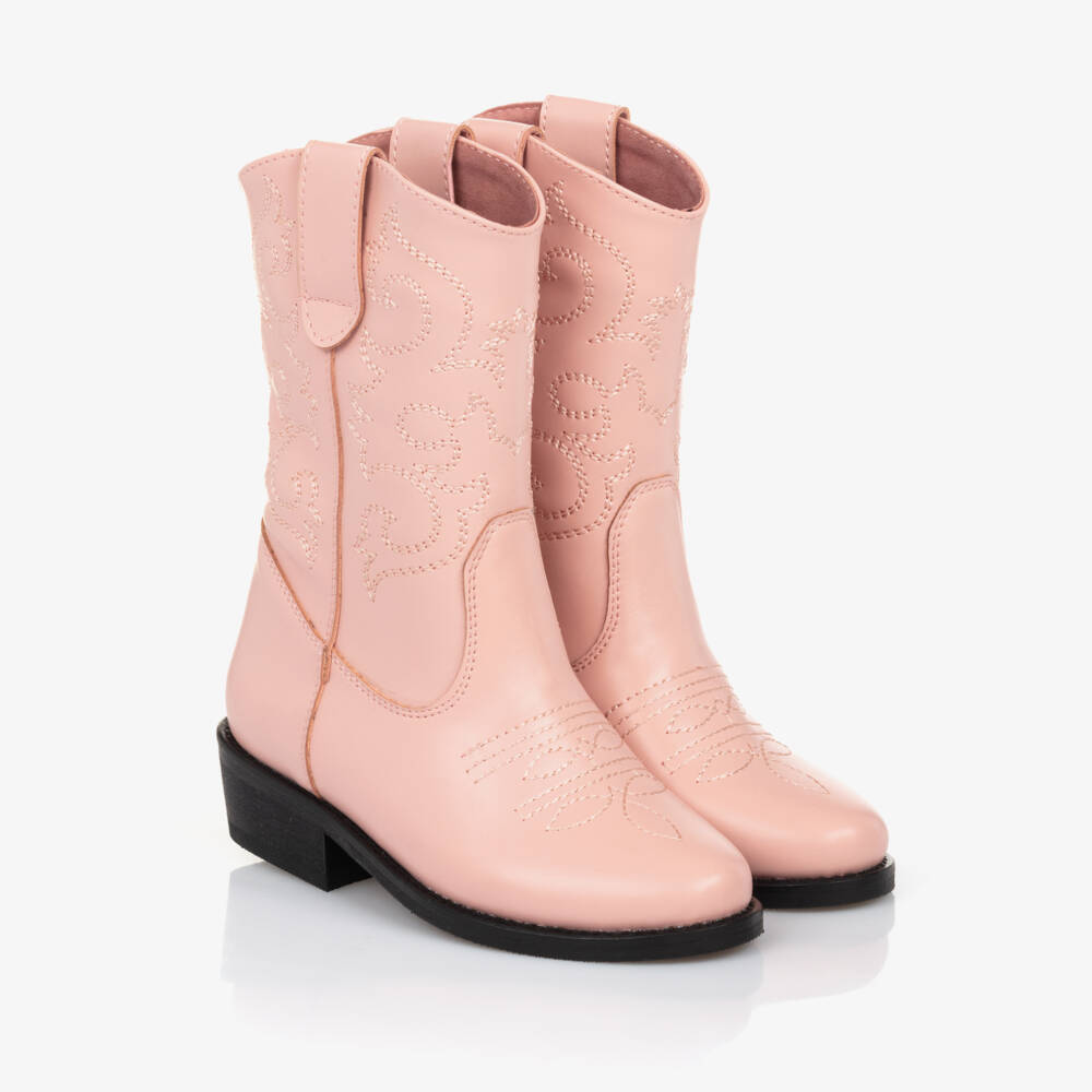 Mama Luma-Розовые кожаные сапоги для девочек | Childrensalon Outlet