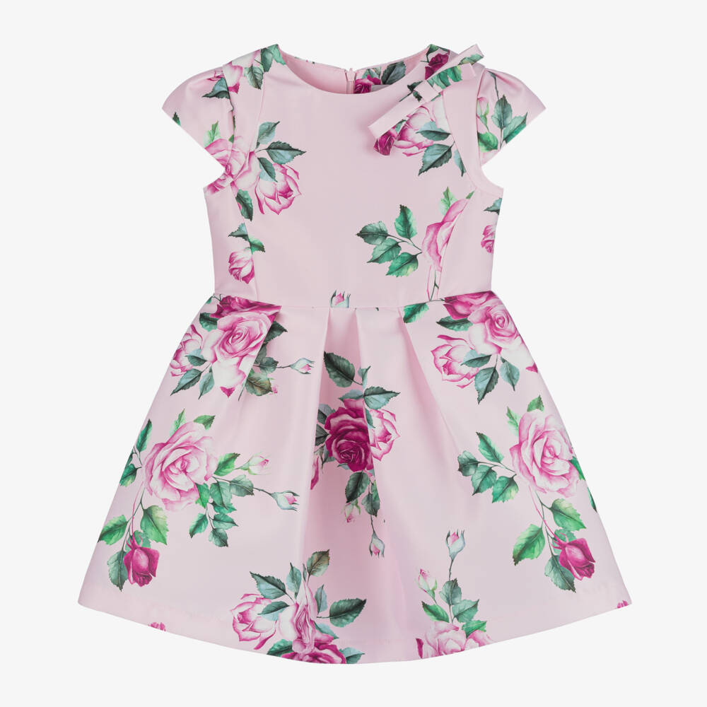 Mama Luma-Girls Rose Print Satin Gown | Childrensalon Outlet