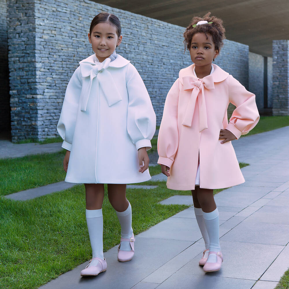 Mama Luma-Girls Rosy Bow Neoprene Coat | Childrensalon Outlet