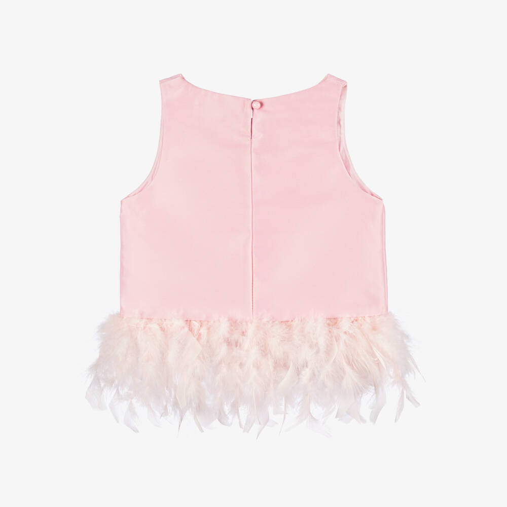 Mama Luma-Girls Satin Feather Detail Blouse | Childrensalon Outlet