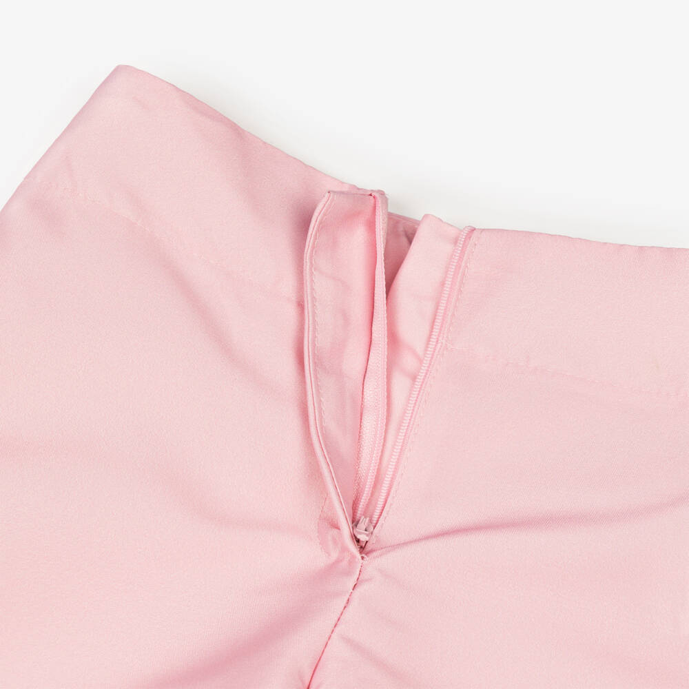 Mama Luma-Girls Satin Feather-Trim Pink Trousers | Childrensalon Outlet