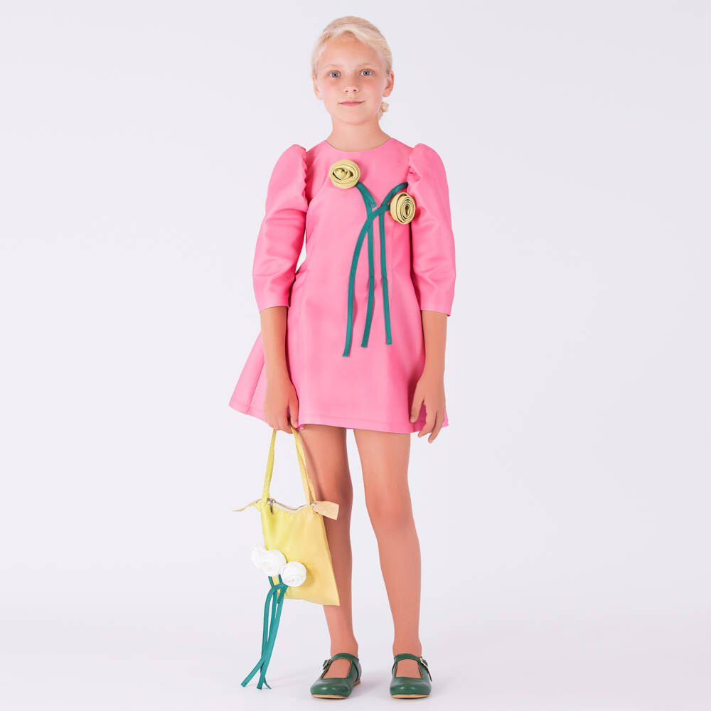 Mama Luma-Girls Satin Gown with Floral Accents | Childrensalon Outlet