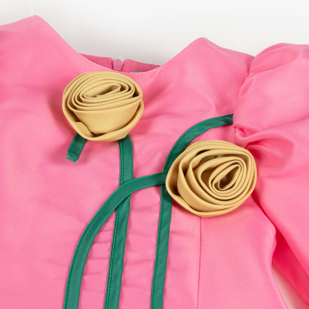 Mama Luma-Girls Satin Gown with Floral Accents | Childrensalon Outlet