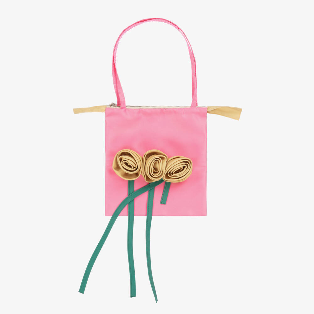 Mama Luma-Girls Satin Pink Floral Purse | Childrensalon Outlet