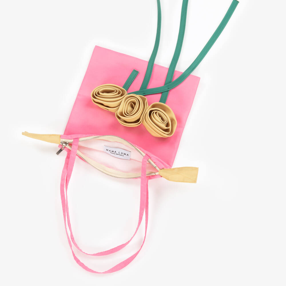 Mama Luma-Girls Satin Pink Floral Purse | Childrensalon Outlet