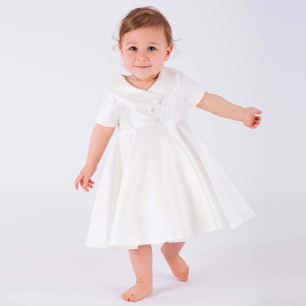 Mama Luma-فستان عاجي من الساتان للبنات | Childrensalon Outlet