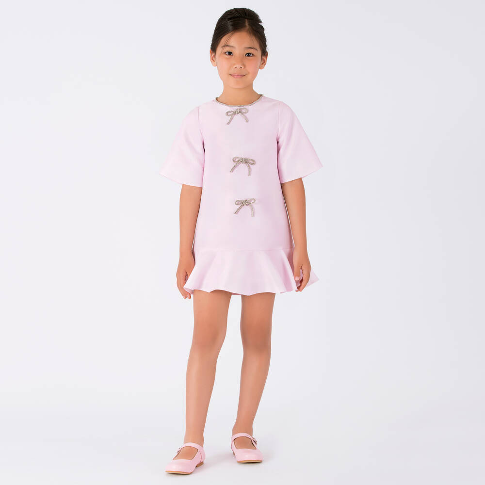 Mama Luma-Girls Satin Twirl Dress in Pink | Childrensalon Outlet