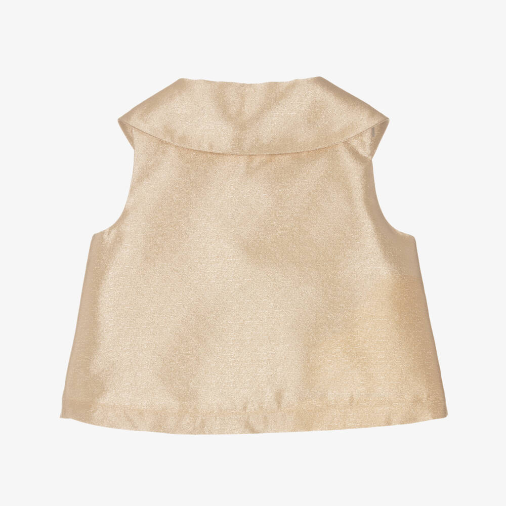Mama Luma-بلوزة ساتان ذهبية براقة للبنات | Childrensalon Outlet