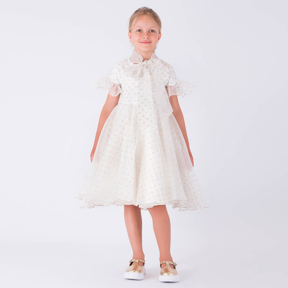 Mama Luma-Girls Shimmering Ivory Tulle Gown | Childrensalon Outlet