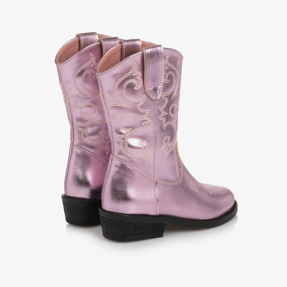 Mama Luma-بوت كاوبوي وردي لامع للبنات | Childrensalon Outlet