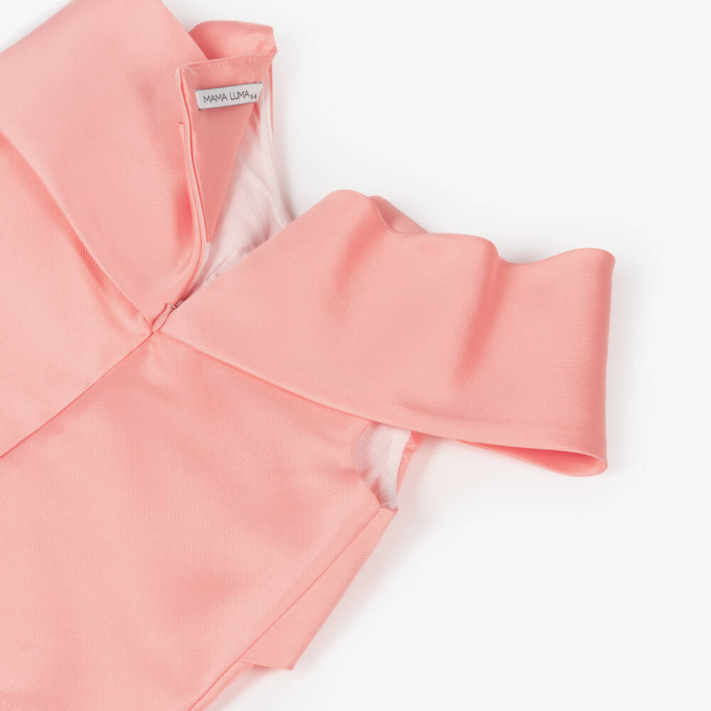 Mama Luma-بلوزة حريرية للبنات بلون المرجان مع فيونكة | Childrensalon Outlet