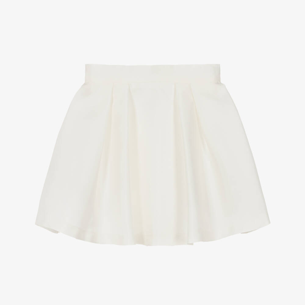 Mama Luma-Girls Silky Ivory Pleated Skirt | Childrensalon Outlet