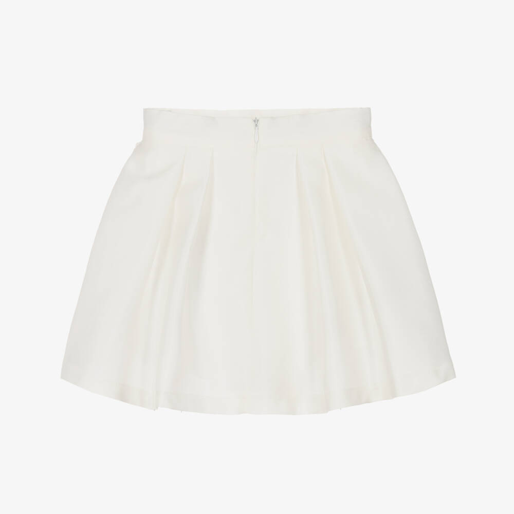 Mama Luma-Girls Silky Ivory Pleated Skirt | Childrensalon Outlet