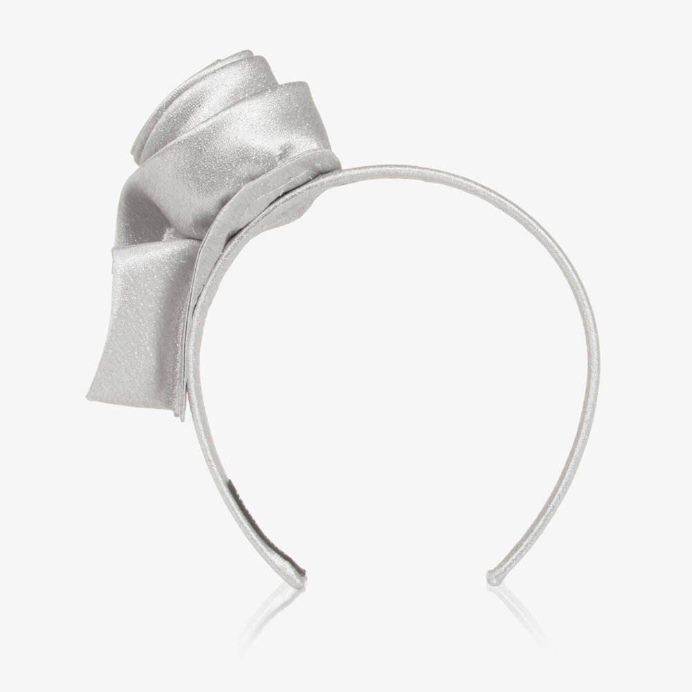 Mama Luma-Girls Silver Glitter Rose Hairband | Childrensalon Outlet