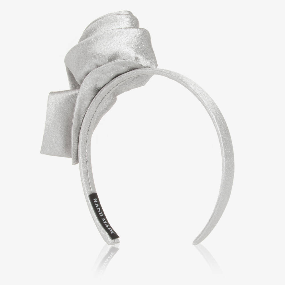 Mama Luma-Girls Silver Glitter Rose Hairband | Childrensalon Outlet