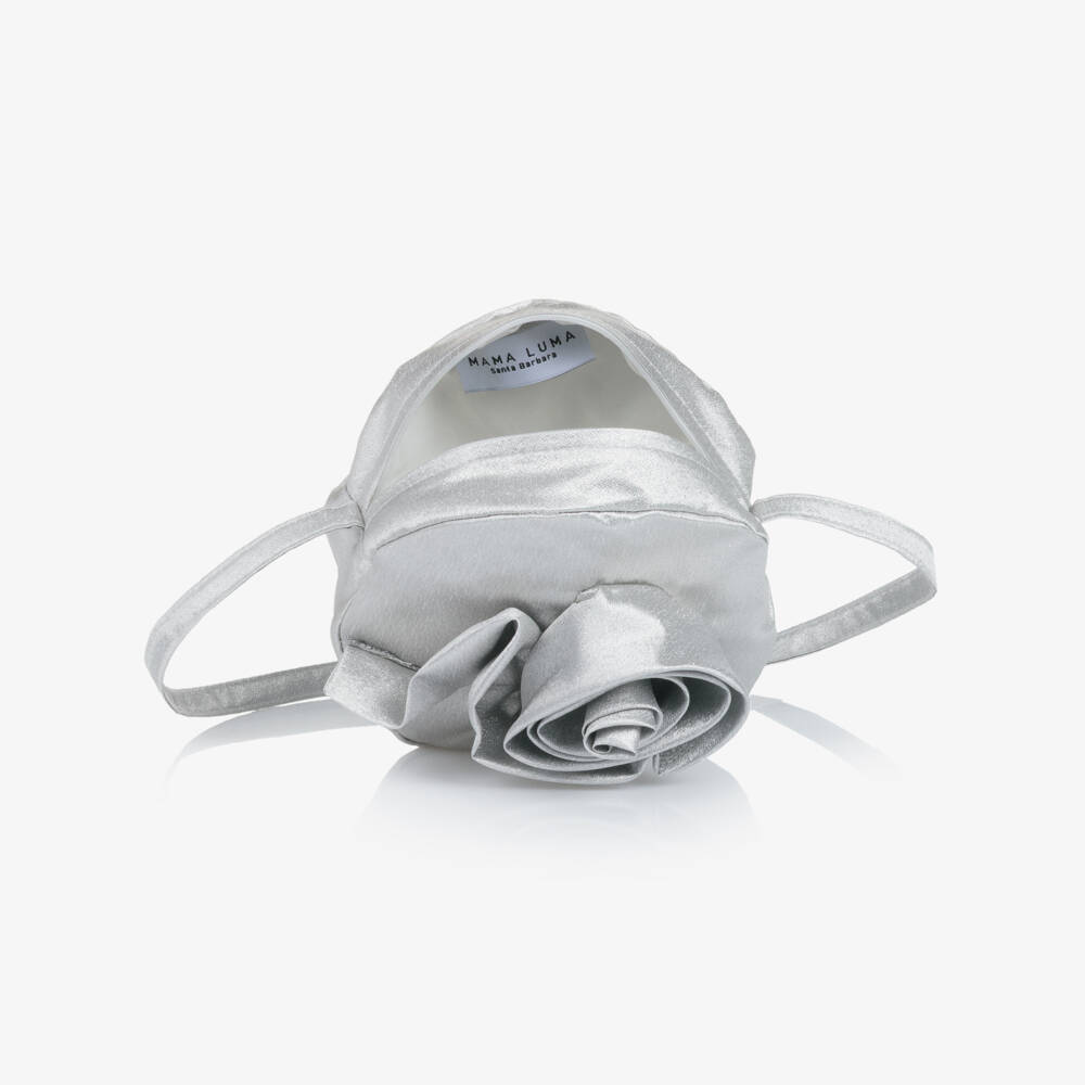 Mama Luma-Girls Silver Rose Circular Shoulder Bag (16cm) | Childrensalon Outlet