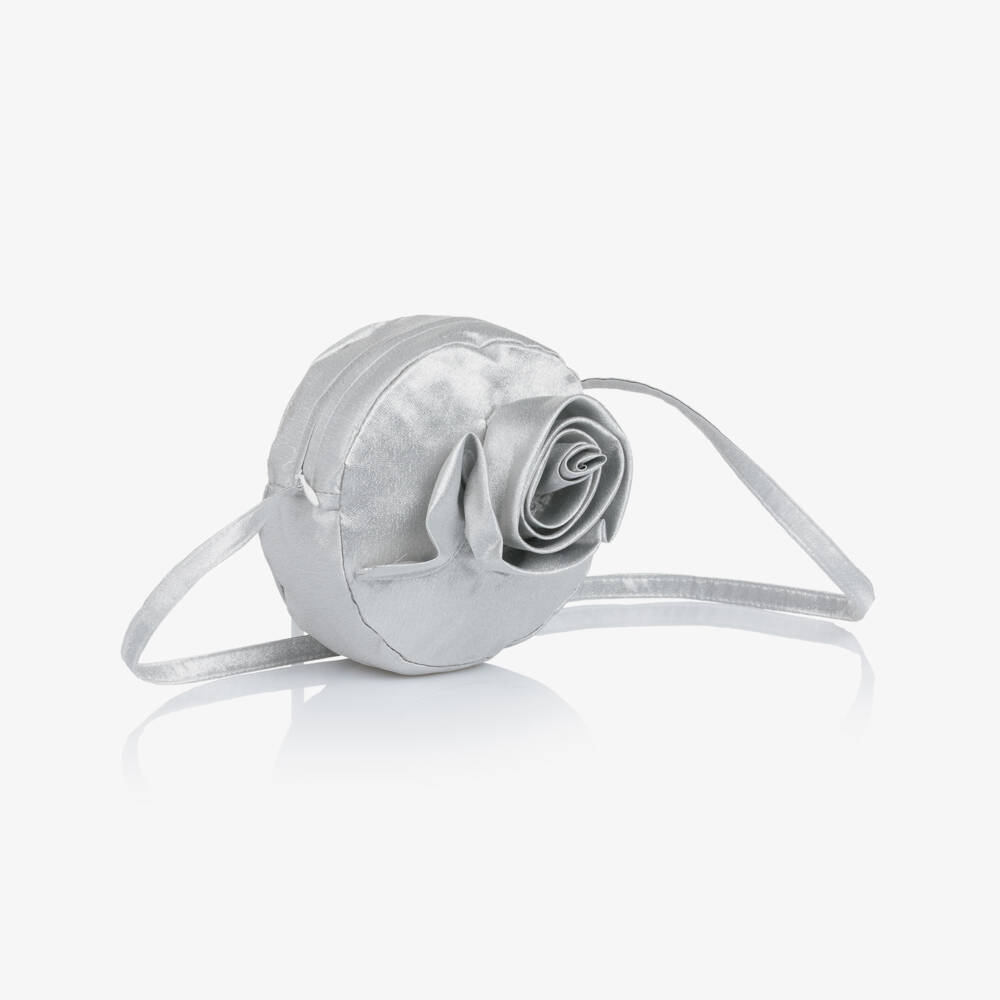 Mama Luma-Girls Silver Rose Circular Shoulder Bag (16cm) | Childrensalon Outlet