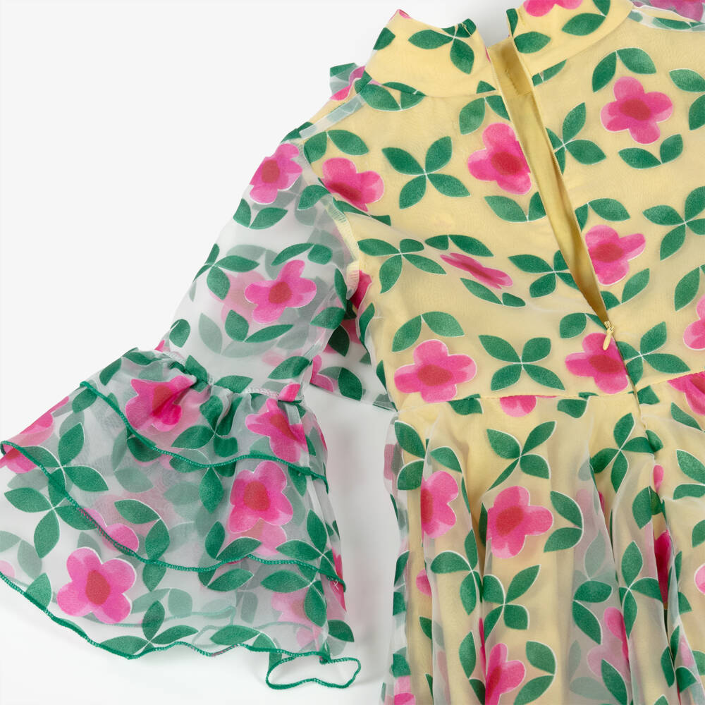 Mama Luma-Girls Vibrant Pink & Green Organza Gown | Childrensalon Outlet