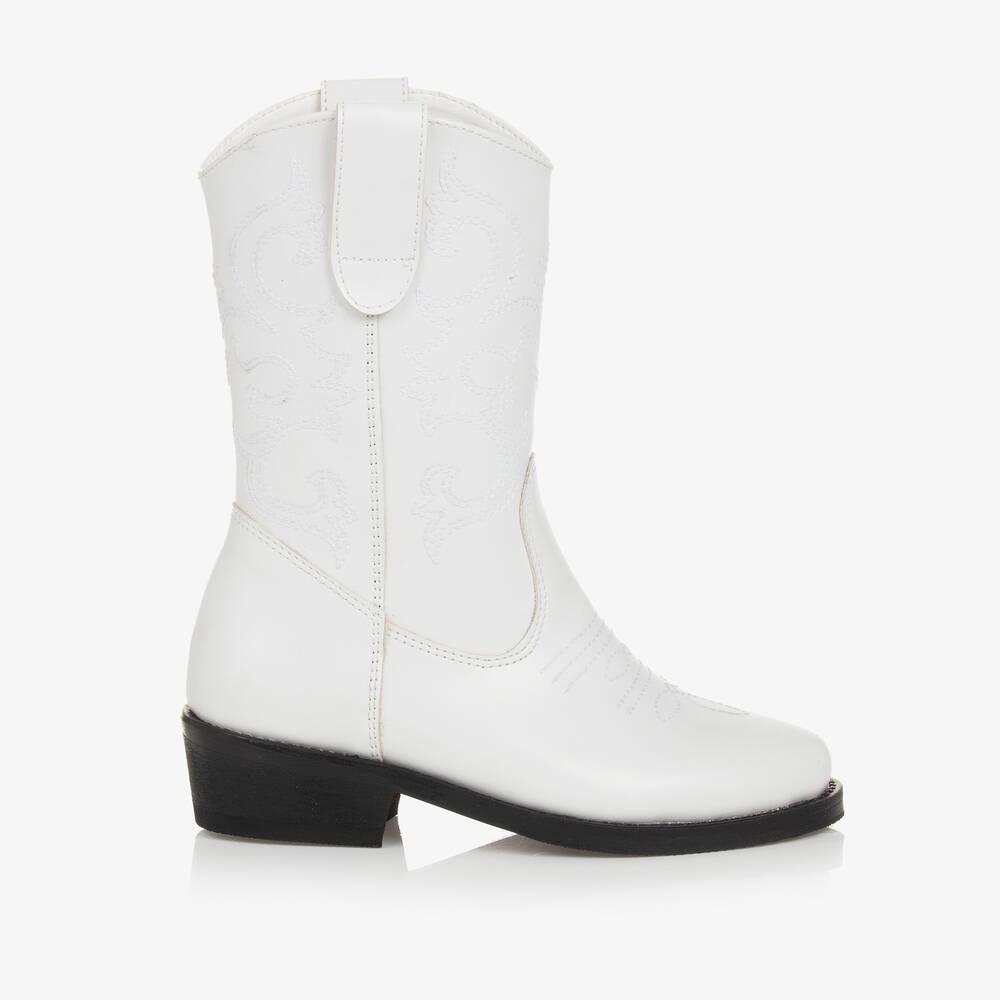 Mama Luma Girls White Cowboy Boots