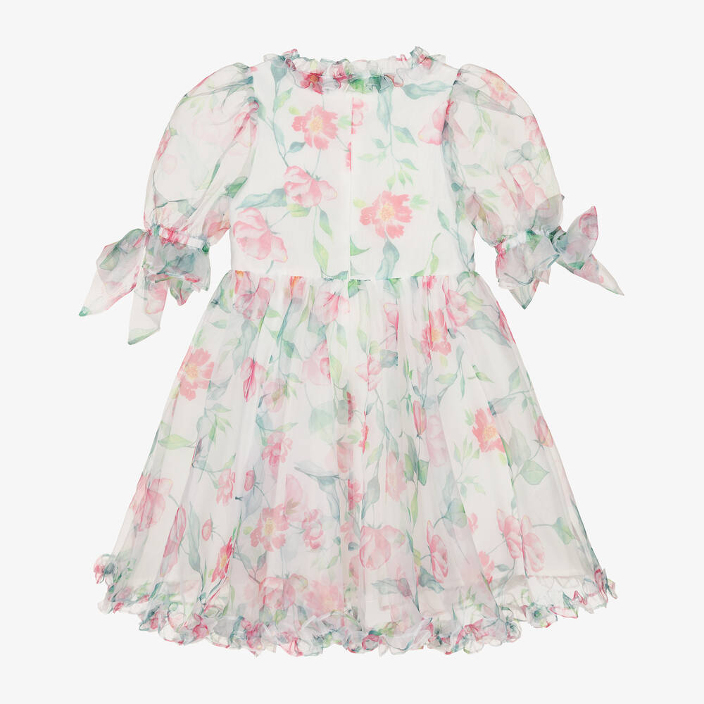 Mama Luma-Girls White Floral Organza Dress | Childrensalon Outlet