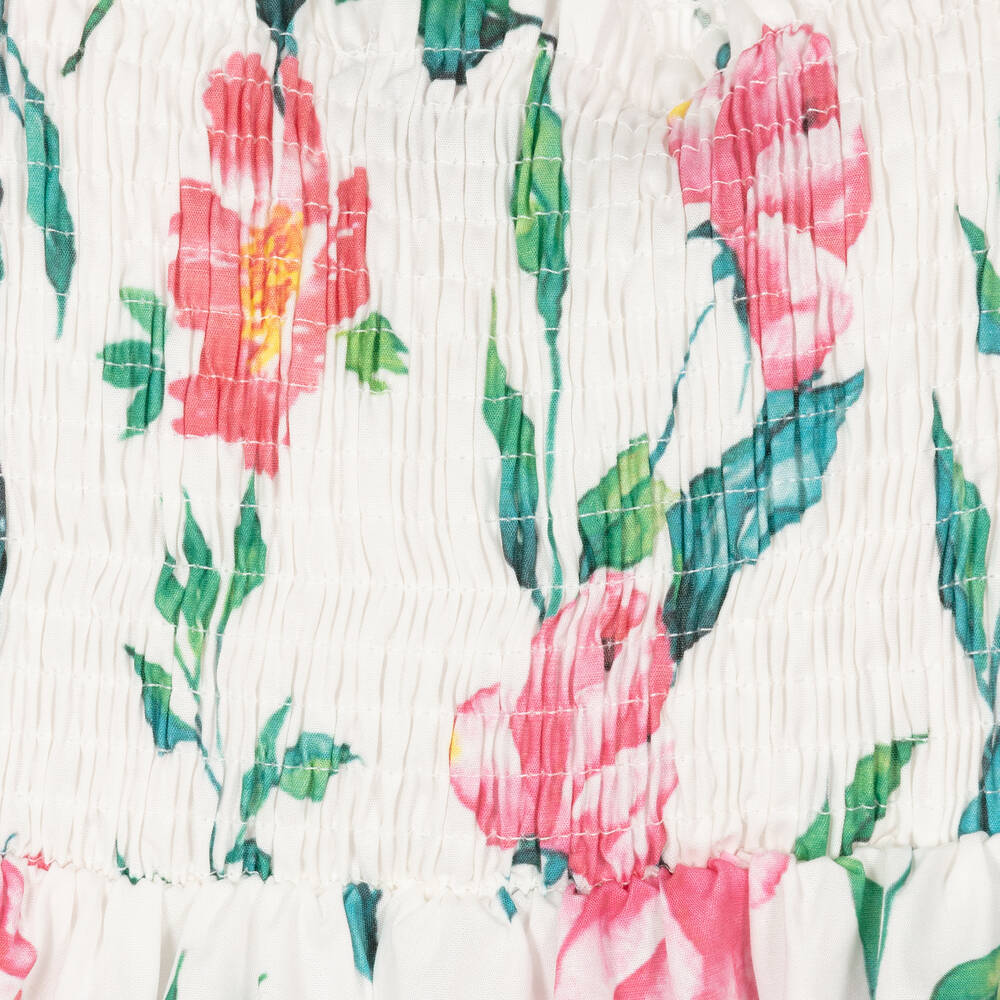 Mama Luma-Girls White Floral Print Cotton Dress | Childrensalon Outlet